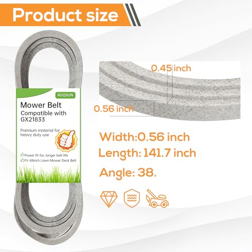 Lawn Mower Deck Belt Compatible with John Deere GX21833 GX20571 for 48’’ Deck - size: GX21833