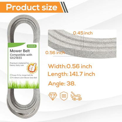 Lawn Mower Deck Belt Compatible with John Deere GX21833 GX20571 for 48’’ Deck - size: GX21833