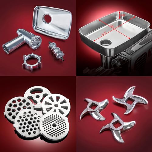 STX International Turboforce 3000 Series 5-in-1 Electric Meat Grinder | 3000W Max | 3-Speed | Size #12 | 5 Grinding Plates | 3 Stainless Steel Blades | Sausage Stuffer | Kubbe Maker & More Included - size: 5-In-1 - Size #12 No Foot Pedal