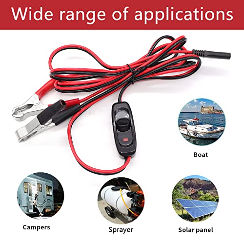 mxuteuk 8FT SAE 16AWG Wire Harness with On/Off Switch Silver Alligator Clips,12V Sprayer Parts Switch Wire Harness with Lamp,for Sprayers,Tractors,ATV,UTV,and Other Battery Power Supplie - color: Silver