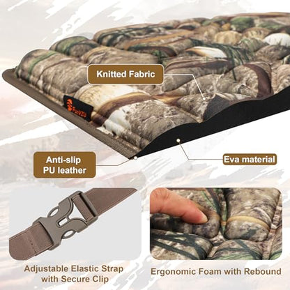 Hunting Seat Cushion, Silent Memory Foam Pad for Tree Stand & Saddle - color: Stealth Reed Camo