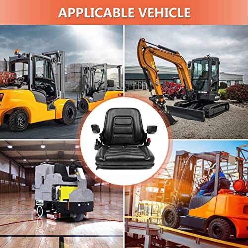 Universal Forklift Seat, Tractor Seat with Micro Switch,Armrest And Safety Belt,for Tractor,Excavator Skid Loader Backhoe Dozer Telehandler