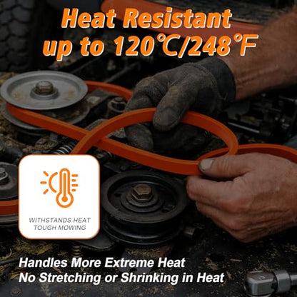 GX25628 Deck Belt Replacement for John Deere 42" Deck Z335E Z335M Z345M Z345R Z315E Z320M Z320R ZTrak Zero-Turn Mowers, Heavy-Duty Premium Aramid Cord, Orange Kevlar Belt, 1/2" x 118.626" - size: 118.63"L x 0.5"W