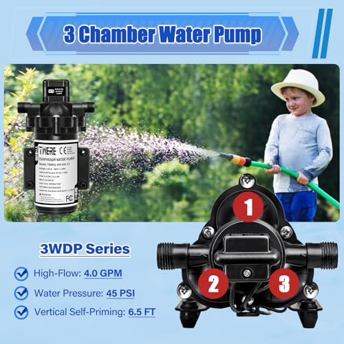 115V AC Industrial Pressure Water Pump 4.0GPM 45PSI Demand Diaphragm Pump,Fresh Water Pump fit for Agricultural Spraying,Yacht,Garden,RV,Shower,Sprayer Include Garden Hose Adapters - color: Black1
