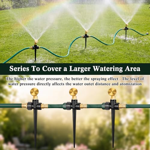 Tioncy 4 Pack Metal Lawn Sprinkler for Yard with Brass Nozzle & Aluminum Alloy Spike Base, Adjustable Automatic Garden Sprinkler System with Screen Gasket for Lawn Garden Yard Greenhouse(Black) - color: Black