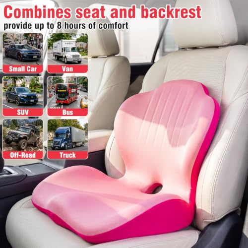 Car Seat Cushion Office Chair Cushion with Lumbar Support Pillow - color: Pink