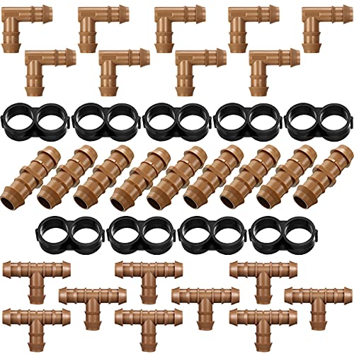 Outus 36 Pcs 1/2 Inch Drip Irrigation Tubing Fittings Barbed