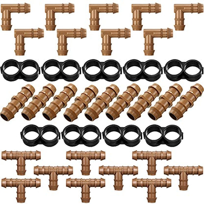 Outus 36 Pcs 1/2 Inch Drip Irrigation Tubing Fittings Barbed