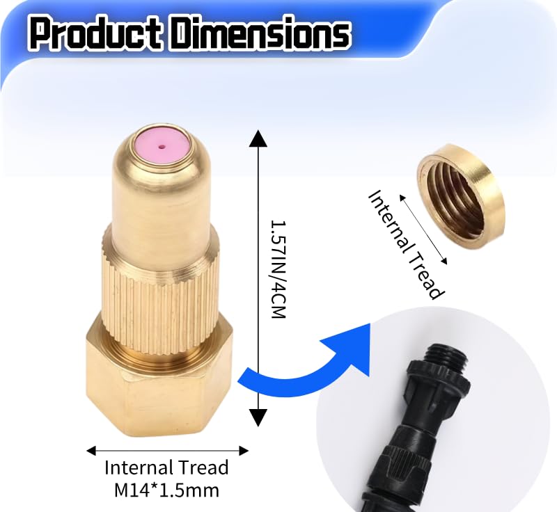 Brass Spray Nozzle Tips, 2 Pack, Ceramic Adjustable Mist and Stream Modes, Compatible with Backpack and Garden Sprayers, Heavy-Duty Replacement for Lawn and Farm