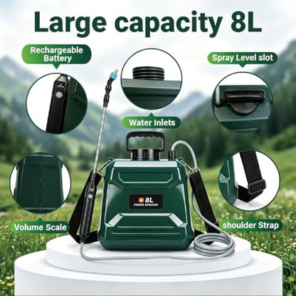 Battery Powered Sprayer 2 Gallon Powerful Electric Weed Sprayer Pump Garden