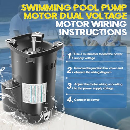 B2848 Pool Pump Motor 1HP 56Y Frame Replacement for Century A.O. Smith - size: 1 HP B2848 56Y Frame