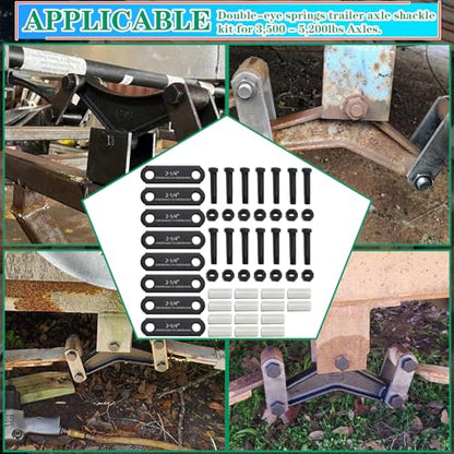 2 Pack 2-1/4" Tandem Axle Trailer Shackle Kit - size: 8Pcs 2-1/4" shackle straps
