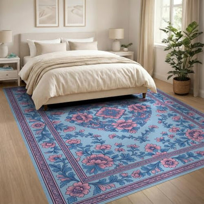 8'x10' Pink Blue Chinoiserie Floral Medallion Washable Area Rug - color: Blue/Pattern 10, size: 8' x 10' (Rectangular)