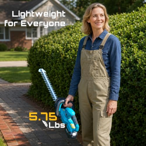 SEESII 20" Hedge Trimmer Cordless with 2× 4.0Ah Battery, Lightweight Design - color: Blue