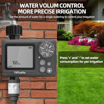 TiFFCOFiO Sprinkler Timer Outdoor, Digital Programmable for Garden Hose, Irrigrtion Timer with Rain Delay and Manual Mode (Water Volume Control, 2 Packs) - size: Water Volume Control, 2 Packs