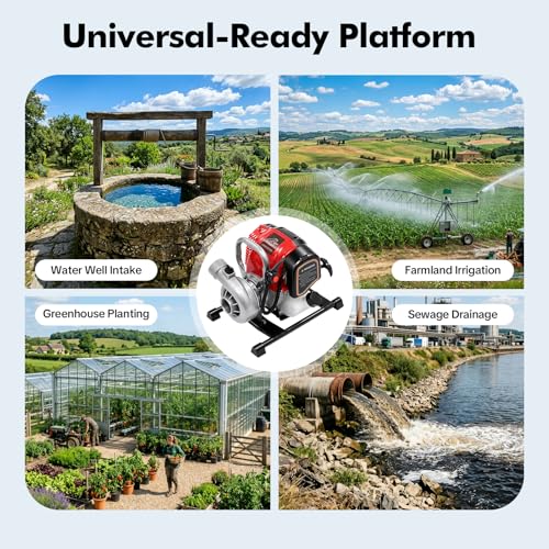 Gas Gasoline Water Pump, 36.5CC 1.5 inch Engine Water Transfer Pump Pool Irrigation Pump 1.6 HP 4-Stroke High Pressure Pump w/Funnel for Ponds Farmland Gardens & Lawns - size: 4-Stroke 36.5CC