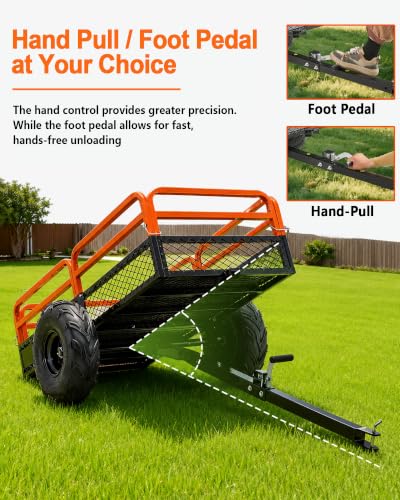 ATV UTV Trailer Tow Behind Dump Cart, 25 Cubic Feet, 2000 LBS