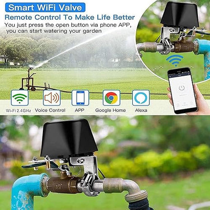 Jinvoo WiFi Smart Valve, Water Shut-Off Controller, Sprinkler controllerr, Smart Irrigation Controller, Compatible with Alexa, Google, Smart Life APP Control, No Hub Required (2 Pack)