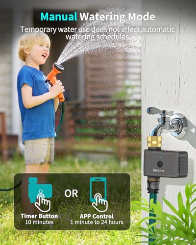 WiFi Hose Timer with Brass Inlet, Smart Water Timer 1 Zone, Sprinkler Timer w/WiFi hub for Remote Control via 2.4Ghz WiFi, Voice/App Controls with Alexa & Google Assistant, for Lawns Yards - size: WiFi Version Brass Inlet