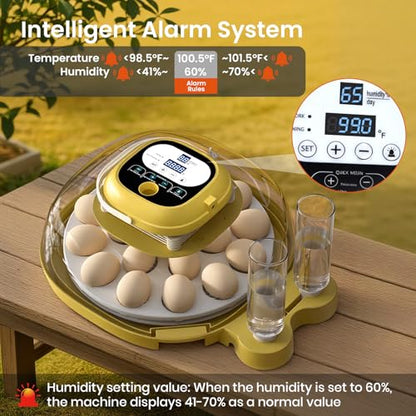 Egg Incubators for Hatching Eggs with Automatic Egg Turning & Humidity Control - 18/33 Egg Capacity, LED Display, Auto Water Refill & Built-in Candler for Chicken, Duck, Quail, Turkey Eggs
