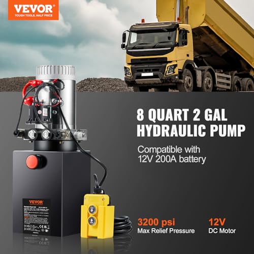 VEVOR 8 Quart Hydraulic Power Unit DC12V 1.6KW Double Acting Hydraulic Pump - size: 8 Quart, style: Double Acting