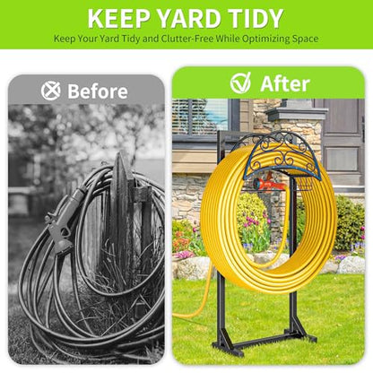 Garden Hose Holder, Rustproof Water Hose Reel for Outside