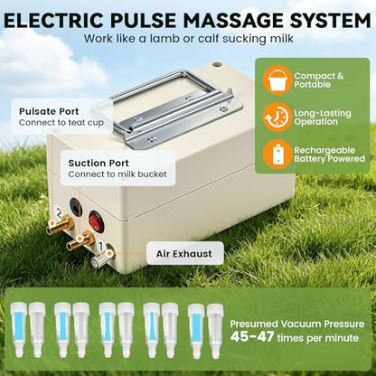 2 in 1 7L Electric Milking Machine with 4 Cow Teat Cups & 2 Goat Teat Cups