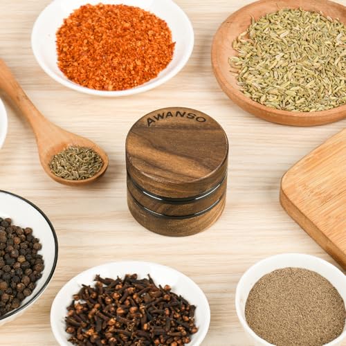 3-Piece Grinder, 2.5" Walnut Wood & Aluminum Grinder for Kitchen Spices with Large Bottom Chamber
