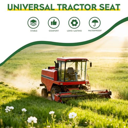 Yellow Universal Adjustable Tractor Suspension Seat Triback Style with Tilt Fits for John Deere Tractor 5200 5210 5300 5310 Shock Absorption Alloy Steel PVC