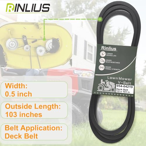 Mower Deck Belt 954-04219 for Troy-Bilt Cub Cadet LTX1045 LTX1046VT LT2000 LT-2200 MTD 754-04219 46 inch Deck Lawn Mowers(1/2" x 103") (Pack of 3) - size: 954-04219 (Pack of 3)
