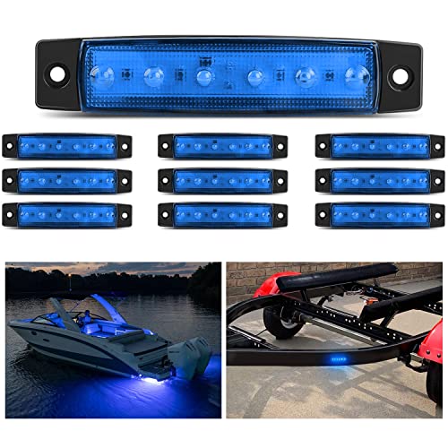 Nilight 10PCS 3.8" 6 LED Blue Indicator Side Marker Light - color: 3.8" Blue 10Pcs