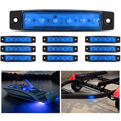 Nilight 10PCS 3.8" 6 LED Blue Indicator Side Marker Light - color: 3.8" Blue 10Pcs
