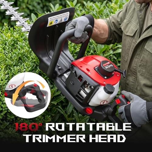24-Inch 36cc 2 Cycle Gas Powered Dual Sided Hedge Trimmer (Red, 36cc) - color: Red, size: 36cc