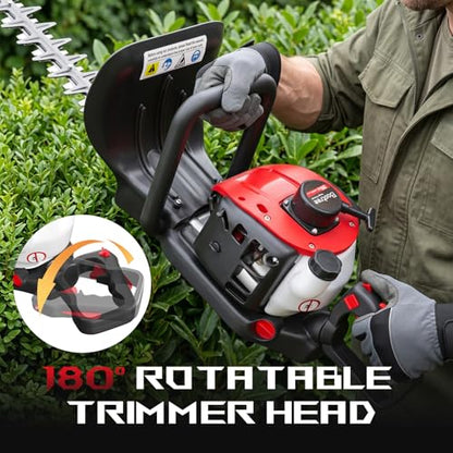 24-Inch 36cc 2 Cycle Gas Powered Dual Sided Hedge Trimmer (Red, 36cc) - color: Red, size: 36cc
