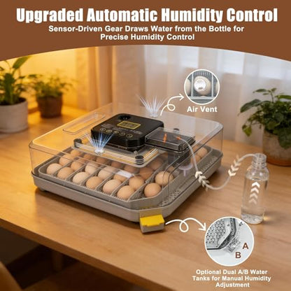 Gen IV – 48 Egg Fully Automatic Incubator, 2026 Upgraded Design, Intelligent Sensor-Based Humidity & Temp Control, Custom Days, Adjustable Auto Turning & Stop, Chick Separator, Flexible Egg Spacing - size: 48 egg-black