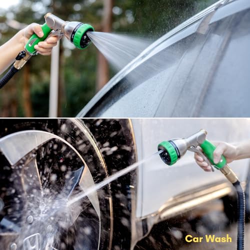HOSUN 100% Metal Garden Hose Nozzle Sprayer with Ergonomic Handle, Green - color: Green