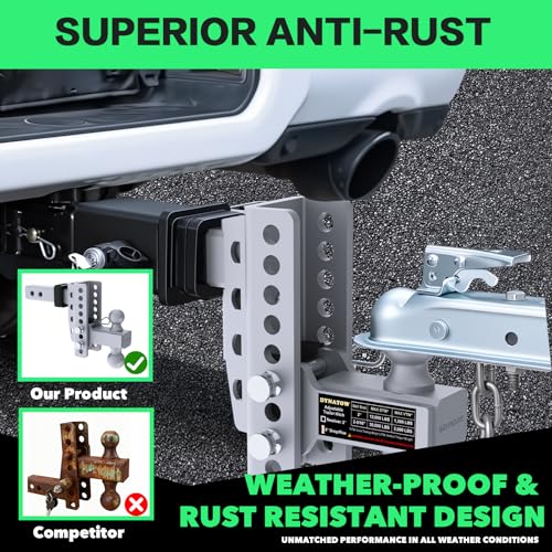 Zero-Noise Adjustable Trailer Hitch for 2 Inch Receiver - 8 Inch Drop/Rise - color: Grey, size: 8 Inch Drop/Rise