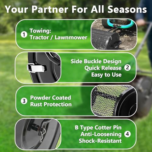 36 Inch Towable Compost Spreader, Metal Mesh Peat Moss Spreader for Lawn - size: 36 Inch