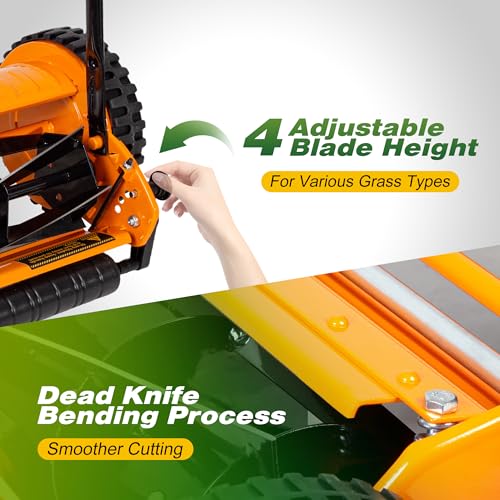 Walensee 16-Inch Manual Lawn Mower, 5-Blade Push Reel, 4 Heights - size: 16-Inch No Catcher