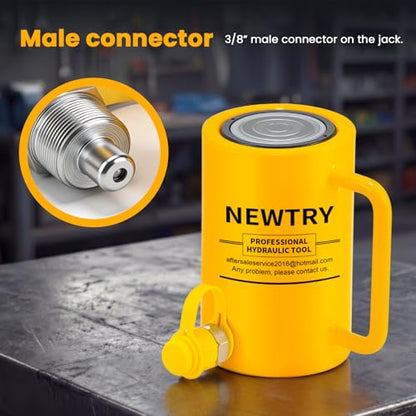NEWTRY 30T Long Hydraulic Ram Jack, 4" Stroke Porta Power Auto Retract - size: 30T