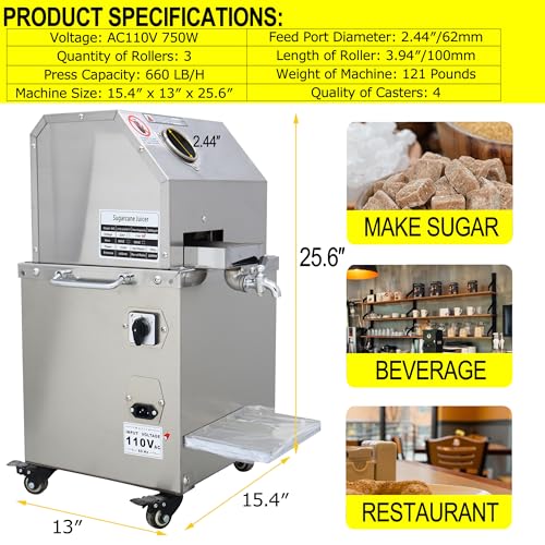 Electric Sugar Cane Press Juicer Machine, Cleaning Port