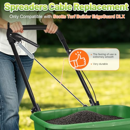 Control Cable Compatible with Scotts DLX Turf Builder EdgeGuard Spreader | Lawn Spreader Control Cable, Fits DLX Turf Builder EdgeGuard Broadcast, Push-Pull Locking Lever Cord, Durable Fertilizer Part - size: DLX