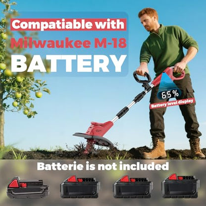 Battery Powered Tiller Compatible with Milwaukee 18V Battery(Tool Only), 310RPM Folding Electric Rototiller Features 40 Steel Tines, 9.1In Tilling Width & 6.3In Depth Tiller - color: Compatible with Milwaukee 18V Battery