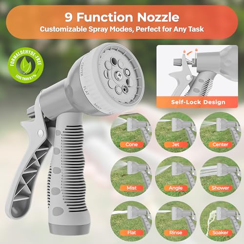 Ayleid Retractable Rubber Hybrid Garden Hose Reel, 1/2"x65ft Wall Mount - color: Light Gray, size: 1/2 65FT