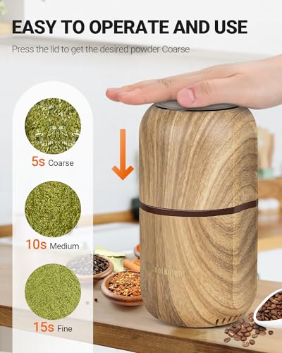 COOL KNIGHT Electric Herb Grinder, Fast Grinding, 120g Large Capacity - color: Wood grain 2