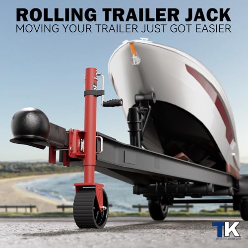 2000 lbs Swivel Trailer Jack, with 8" Upgraded Jack Wheel,13" Lift - color: Red