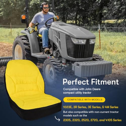 LP95233 Waterproof Seat Cover Cushioned with Oxford 300D Fabric Compatible with John Deere Compact Utility Tractor Seat Cover Back Up to 18" High Compatible with 3E/3RSeries, 4M Series,1023E Tractor