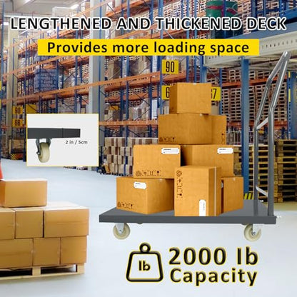 Heavy Duty Platform Truck Moving Flatbed Cart, 24"x36"Push Dolly, 2000 LBS Dolly Cart Flatform with Wheels and Handle, Steel Flatbed Cart for Luggage Moving, Shopping - size: 24"x36"