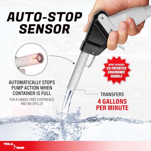 TERA PUMP Cordless Battery Powered Liquid Transfer Pump (4.0 GPM) - style: AutoStop Ergonomic Nozzle