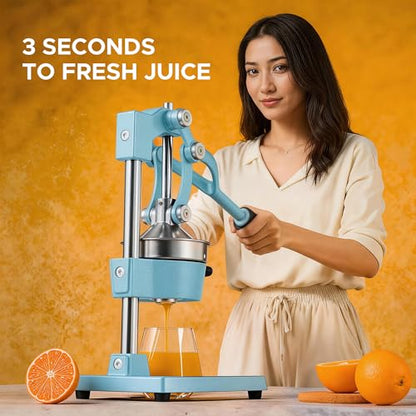 CO-Z Manual Citrus Juicer, Heavy-Duty Manual Juicer with Conical & Flat Pressure Plates, Professional Lemon Squeezer for Orange Pom Lime Lemon Juice, Dishwasher Safe Juice Press, Blue - color: Blue